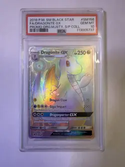 2018 Pokemon Dragon Majesty Dragonite GX Hyper Rainbow Promo Card SM156 PSA 10 - Image 1