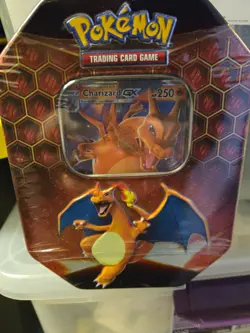 TCG Pokemon SM11.5 Hidden Fates GX Tin-Charizard Cards & 4 Booster Pack UNOPENED - Image 1