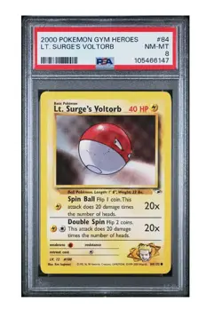 2000 POKEMON GYM HEROES #84 LT. SURGE'S VOLTORB PSA 8 NM-MT - Image 1