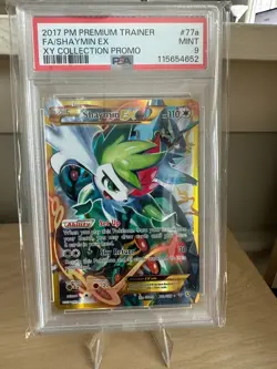 2017 POKEMON PREM TRAINER XY COLL PROMO #77A FULL ART/SHAYMIN EX PSA 9 - Image 1