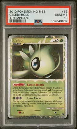 2010 POKEMON HEARTGOLD & SOULSILVER TRIUMPHANT #92 CELEBI-HOLO PSA 10 - Image 1