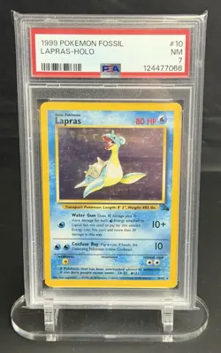 Graded PSA 7 Near Mint Lapras 10/62 1999 Pokemon Fossil Unlimited Holo - Image 1