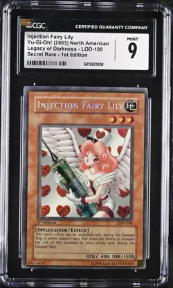 Injection Fairy Lily LOD-100 1st Edition FOIL SHIFT ERROR Yugioh CGC 9 Mint *008 - Image 1