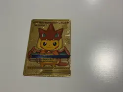 Pikachu Tag Cosplay Mega Charizard Y Gold Foil FanArt Pokemon Card #002 634hp - Image 1