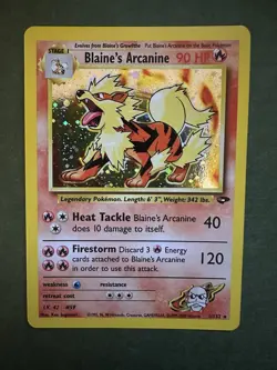Pokemon TCG Blaine's Arcanine Gym Challenge Holo Card 1/132 Unlimited Rare - Image 1