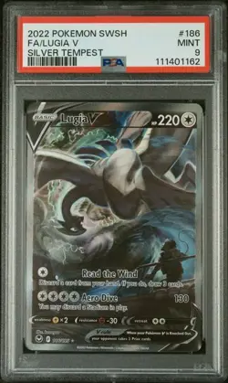 2022 Pokemon Silver Tempest Lugia V #186 Full Art PSA 9 - Image 1