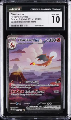 2023 POKEMON 151 SPECIAL ILLUSTRATION RARE SIR HOLO #199 CHARIZARD EX CGC 10 - Image 1