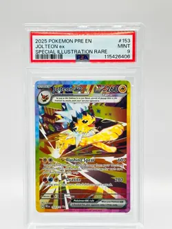 Pokemon 2025 Jolteon EX 153/131 Sv: Prismatic Evolutions Holo PSA 9 MINT - Image 1