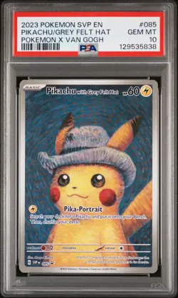 2023 POKEMON SVP EN-SV BLACK STAR PROMO #085 PIKACHU WITH GREY FELT HAT PSA 10 - Image 1