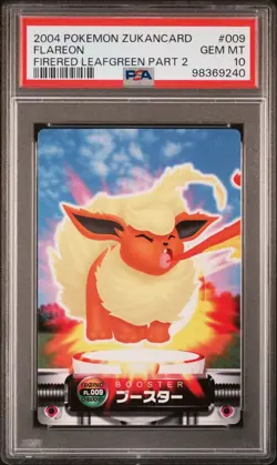 PSA 10 GEM MINT Flareon #009 Carddass Zukan F-Red L-Green Bandai Pokemon POP 4 A - Image 1