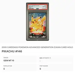 PSA 10 GEM MINT Pikachu #146 Zukan Carddass Adv. Gen. Holo Bandai Pokemon POP 5A - Image 2