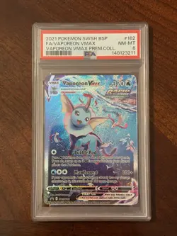2021 Pokemon Black Star Promo SWSH182 Vaporeon VMAX FA Premium Collection PSA 8 - Image 1