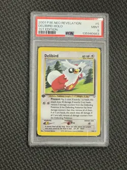 2001 Pokemon Neo Revelation Holo Rare Delibird First Edition 5/64 PSA 9 - Image 1
