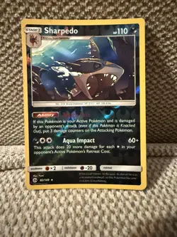 Pokemon Sun And Moon Base Set Reverse Holo Rare Sharpedo 82/149 - Image 1