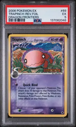 2006 POKEMON EX DRAGON FRONTIERS #69 TRAPINCH-REVERSE FOIL PSA 5 - Image 1