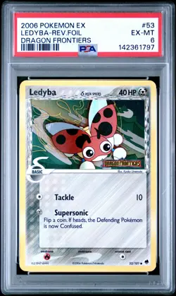 2006 POKEMON EX DRAGON FRONTIERS #53 LEDYBA-REVERSE FOIL PSA 6 - Image 1