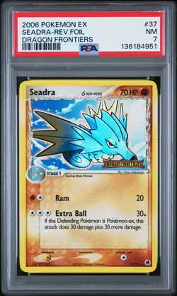 2006 POKEMON EX DRAGON FRONTIERS #37 SEADRA-REVERSE FOIL PSA 7 - Image 1