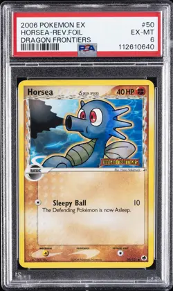 2006 POKEMON EX DRAGON FRONTIERS #50 HORSEA-REVERSE FOIL PSA 6 - Image 1
