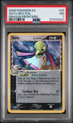 XATU-REVERSE HOLO FOIL STAMPED #25 2006 POKEMON EX DRAGON FRONTIERS PSA 7 - Image 1