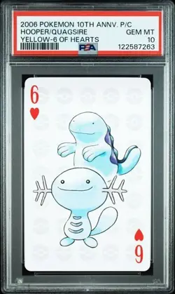 PSA 10 POKEMON PLAYING CARD WOOPER QUAGSIRE YELLOW 6 HEARTS 10TH ANNIVERSARY 310 - Image 1