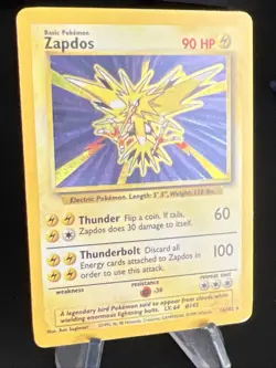 Pokemon TCG Zapdos Base Set Holo Unlimited Rare Card 16/102 - Image 1