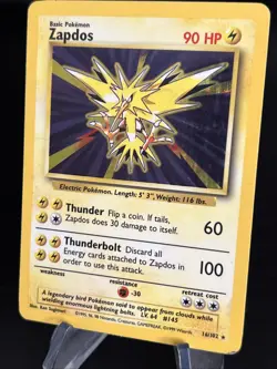 Pokemon TCG Zapdos Base Set Holo Unlimited Rare Card 16/102 - Image 2