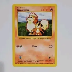 1999 Pokemon Card TCG Growlithe Shadowless 28/102 Base Set Vintage Pokemon NM-MT - Image 1