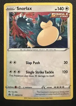Snorlax SWSH119 Promo SWSH Black Star Pokemon TCG Holo Card NM - Image 1