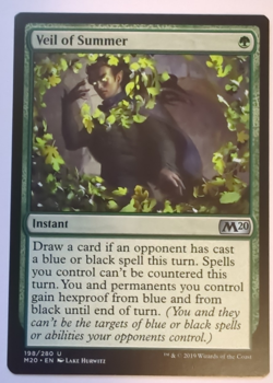 {1x} ~ Veil of Summer ~ NM MTG MAGIC EDH (198/357) Core Set 2020 *Startropic* - Image 1