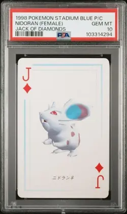 PSA 10 POKEMON PLAYING CARD NIDORAN (FEMALE) JACK OF DIAMONDS STADIUM BLUE 387 - Image 1
