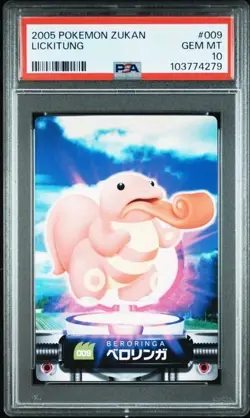 PSA 10 POKEMON JAPANESE ZUKAN LICKITUNG #009 2005 POP 3 GEM MINT 469 - Image 1