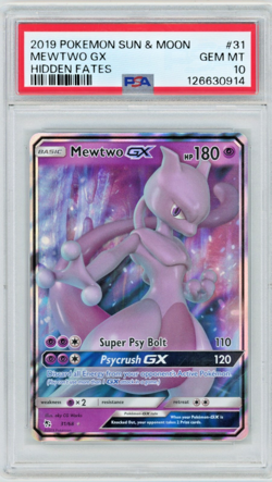 2019 Pokemon Sun & Moon Hidden Fates Mewtwo GX 31/68 PSA 10 - Image 1