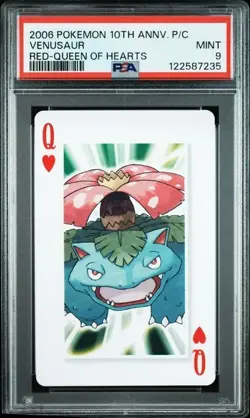 PSA 9 POKEMON PLAYING CARD VENUSAUR RED QUEEN HEARTS 10TH ANNIVERSARY 357 - Image 1