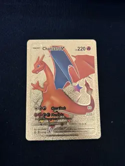 Charizard v 079/0734 Secret Rare Pokemon SWSH Champion's Path Gold Card - Image 1