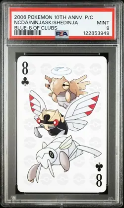 PSA 9 POKEMON PLAYING CARD NINCADA NINJASK SHEDINJA BLUE 8 10TH ANNIVERSARY 356 - Image 1