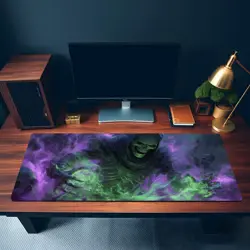 Necromancer Summoning Undead with Green and Purple Magic - MTG Playmat - Image 3