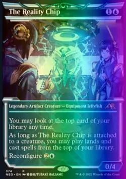 MTG Magic the Gathering The Reality Chip (374/606) Kamigawa Neon Dynasty LP FOIL - Image 1