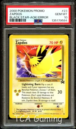 PSA 10 GEM MINT Zapdos # 23 ERROR WOTC Black Star PROMO Pokemon Card 584 - Image 1