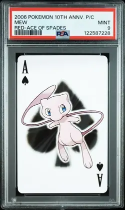 PSA 9 POKEMON PLAYING CARD MEW RED ACE SPADES 10TH ANNIVERSARY 358 - Image 1