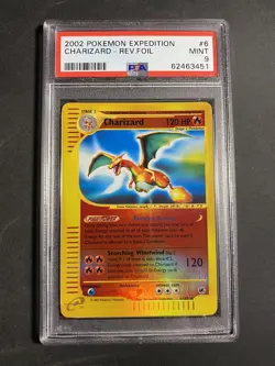 Pokemon TCG Charizard Expedition 6/165 Reverse Holo Foil Rare PSA 9 - Image 1