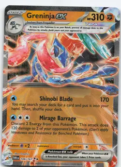 Greninja ex 106/167 Double Rare Holo SV06: Twilight Masquerade NM Pokemon - Image 1