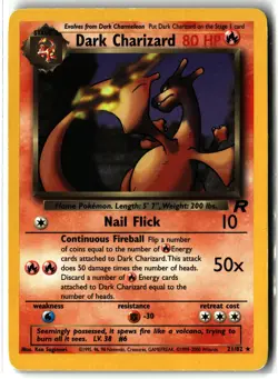 Dark Charizard ⭐ 21/82 WOTC Rare Team Rocket 2000 Pokemon NM/LP - Image 1