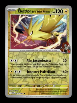 Carte Pokemon Electhor de la Team Rocket Reverse 070/182 Rivalites Destinees Fra - Image 1