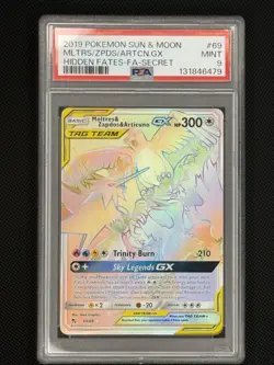 Pokemon TCG Moltres & Zapdos & Articuno GX 69/68 Hidden Fates PSA 9 Mint - Image 3