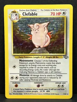 Pokemon TCG Clefable 1/64 Jungle Unlimited Holo Rare WOTC - HP - Image 1