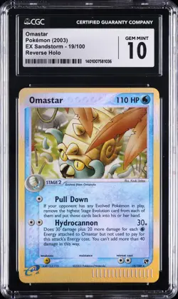 2003 POKEMON EX SANDSTORM REVERSE HOLO #19 OMASTAR CGC 10 GEM MINT - Image 1