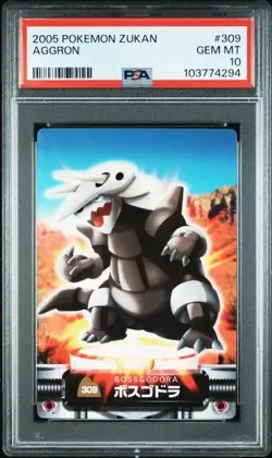 PSA 10 POKEMON JAPANESE ZUKAN AGGRON #309 2005 POP 3 GEM MINT 472 - Image 1
