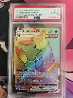 2021 POKEMON SWSH UMBREON VMAX EVOLVING SKIES SECRET HOLO 214/203 PSA 10 - Image 1