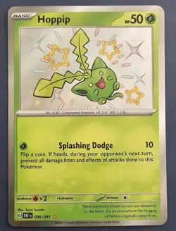 Shiny Rare Holo Hoppip Pokemon Card - Scarlet Violet Paldean Fates 096/091 - Image 1