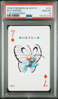 2000 POKEMON SILVER VERSION PLAYING CARDS 7 OF DIAMONDS #012 BUTTERFREE PSA 10 - Image 1